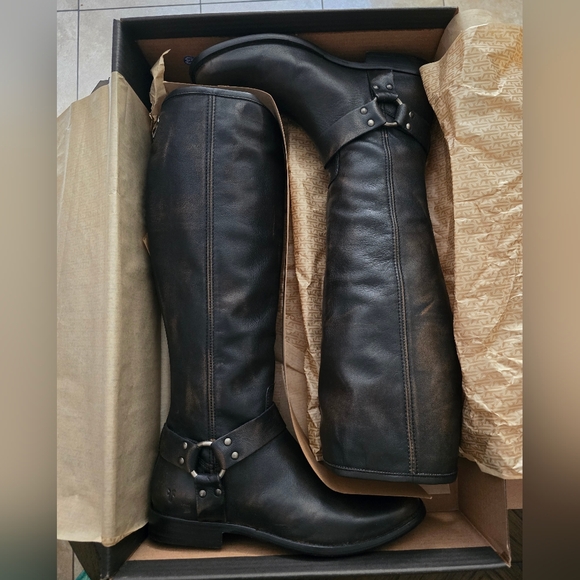 Frye Shoes - FRYE Phillip Harness Tall Drk Brown 10M Equestrian Vintage Leather Boots NIB NEW